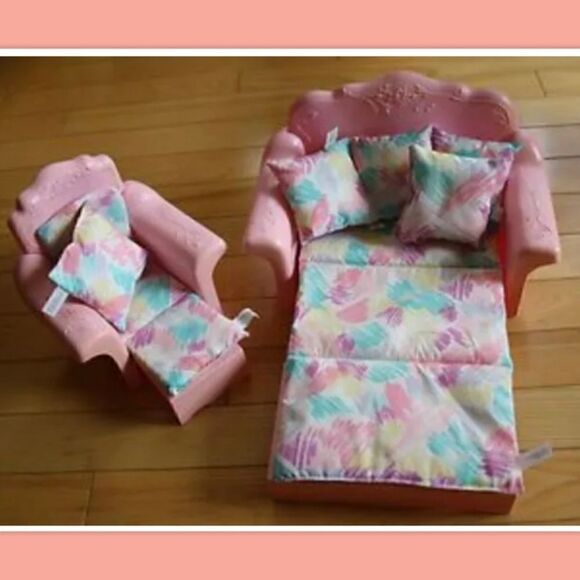 VINAGE BARBIE SWEET ROSES SOFA / BED & CHAIR / LOUNGER SET # 4471 - Picture 4 of 5